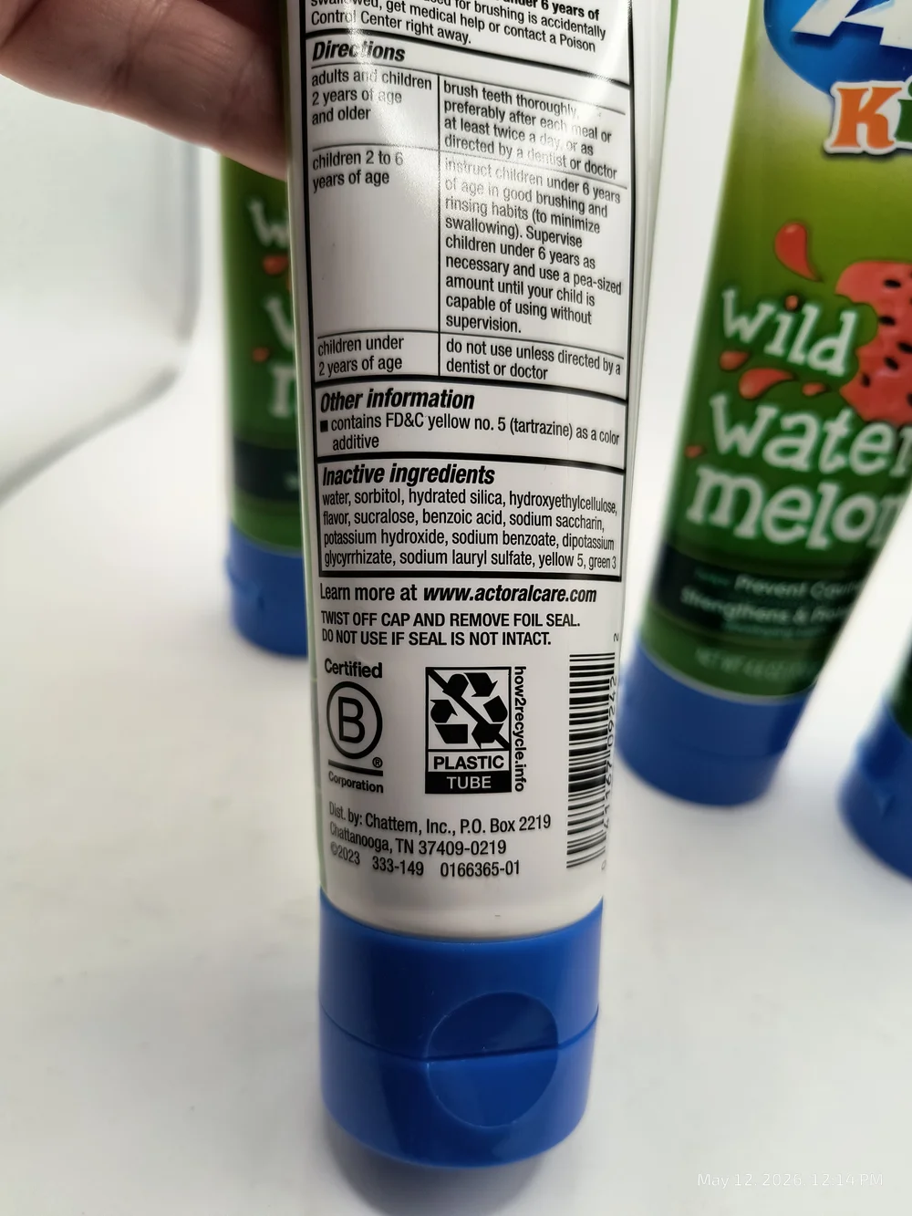 ACT Kids Anticavity Fluoride Toothpaste Wild Watermelon 4.6oz Lot of 4 BB 1/27